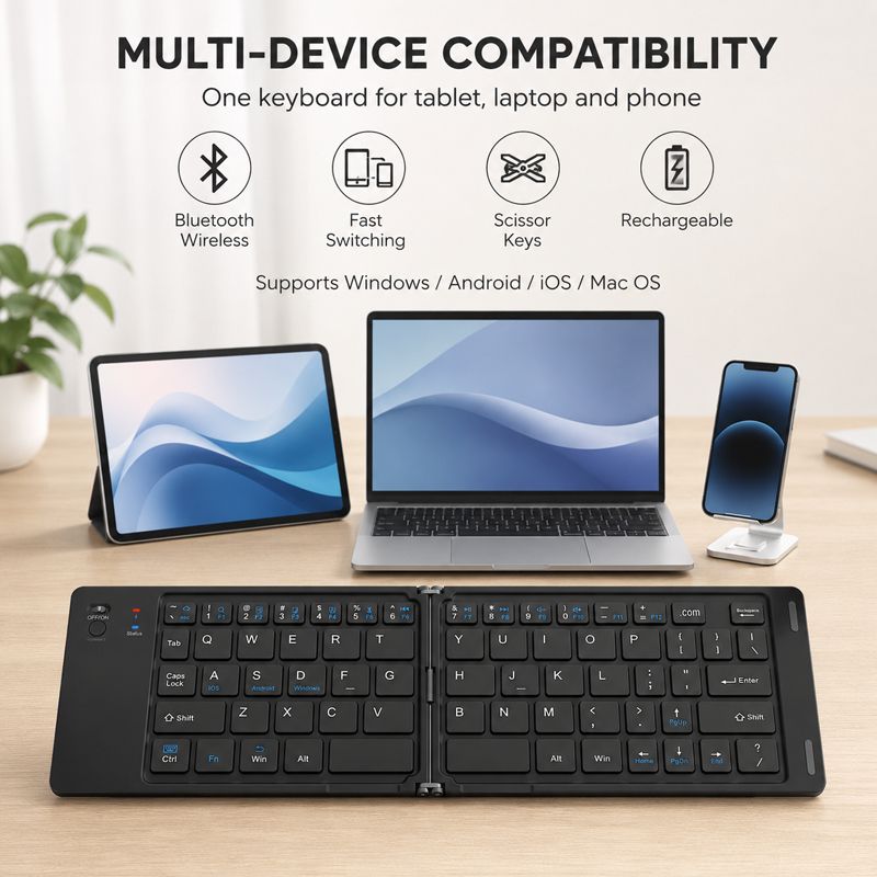 XTSTAR K023 – Faltbare kabellose Tastatur – Faltbare Tastatur...
